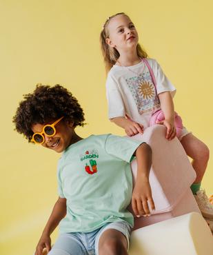Tee-shirt manches courtes en jersey de coton à motif fille vue1 - GEMO 4G FILLE - GEMO