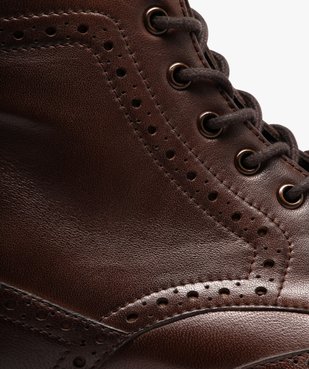 Boots homme dessus en cuir uni à bout fleuri - Taneo vue6 - TANEO - GEMO