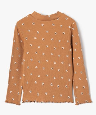 Tee-shirt fille à manches longues et col cheminé motif fleuri vue3 - GEMO (ENFANT) - GEMO