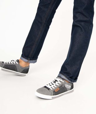 Baskets homme casual en toile imitation denim vue1 - GEMO (CASUAL) - GEMO
