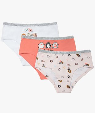 Shorty fille à motifs et ceinture pailletée (lot de 3) vue1 - GEMO 4G FILLE - GEMO