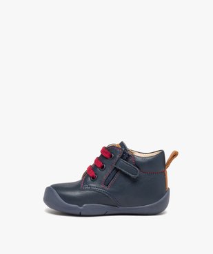 Chaussures premiers pas bébé garçon en cuir uni style denim - Kickers vue3 - KICKERS - GEMO