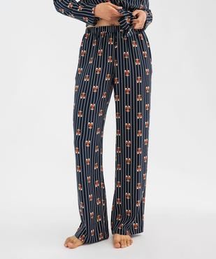 Ensemble de pyjama à rayures et motifs oursons femme - LuluCastagnette vue3 - LULUCASTAGNETTE - GEMO