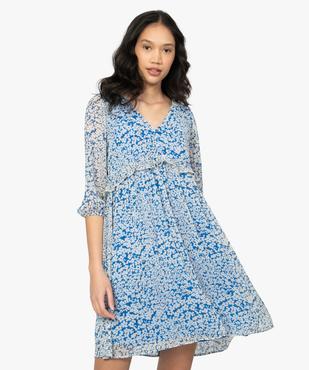 Robe femme imprimée à volant et manches 3/4 vue1 - GEMO(FEMME PAP) - GEMO