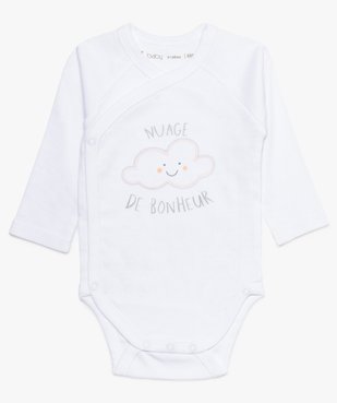 Body bébé à motif nuage en coton bio (lot de 3) vue3 - GEMO 4G BEBE - GEMO