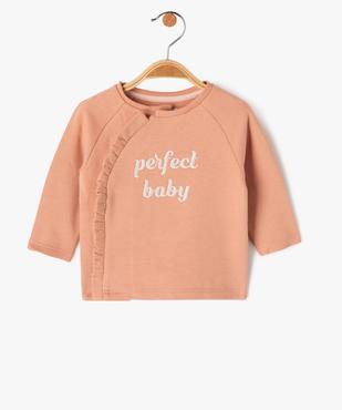 Sweat brassière en molleton à fermeture devant bébé fille vue1 - GEMO 4G BEBE - GEMO
