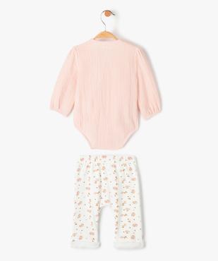 Ensemble bébé fille 2 pièces : body à manches longues + pantalon souple vue4 - GEMO(BB COUCHE) - GEMO
