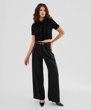Gilet court à manches courtes en maille ajourée femme vue4 - GEMO(FEMME PAP) - GEMO