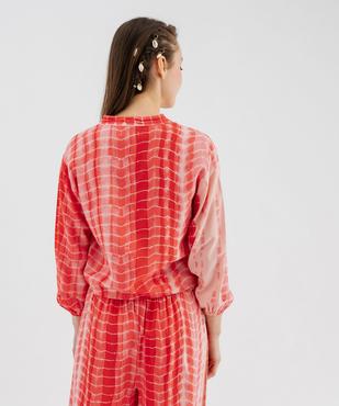 Blouse manches 3/4 fluide tie-and-dye à nouer femme vue3 - GEMO(FEMME PAP) - GEMO