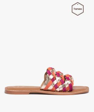 Mules femme à talon plat et brides tressées - Tanéo vue1 - TANEO - GEMO