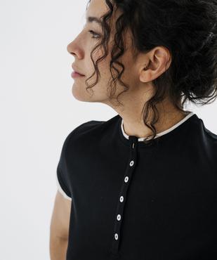 Tee-shirt manches courtes et col rond boutonné femme vue2 - GEMO 4G FEMME - GEMO