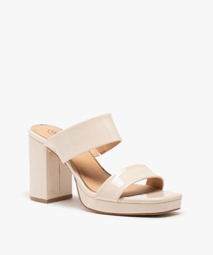 Mules femme à talon vernies à semelle plateforme vue2 - GEMO(URBAIN) - GEMO