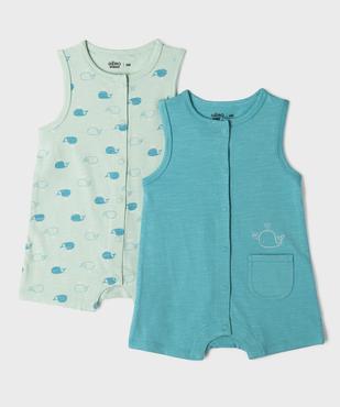 Combinaisons courtes en coton à motifs baleines bébé garçon (lot de 2) vue1 - GEMO 4G BEBE - GEMO