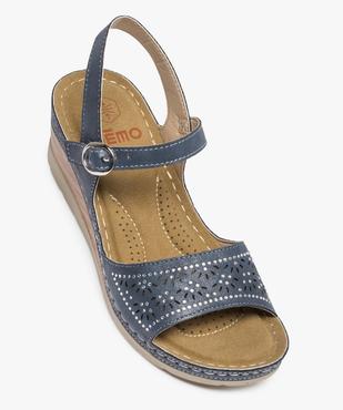 Sandales femme confort à talon dessus ajouré et strass vue5 - GEMO (CONFORT) - GEMO
