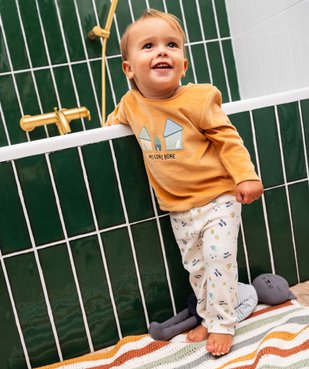 Pyjama 2 pièces en velours avec motifs maisons bébé garçon  vue1 - GEMO(BB COUCHE) - GEMO