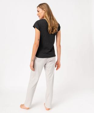 Pyjama bicolore avec message femme vue3 - GEMO 4G FEMME - GEMO