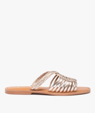 Mules femme à talon plat dessus cuir métallisé – Tanéo vue1 - TANEO - GEMO