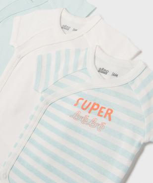 Body à manches courtes fermeture devant bébé garçon (lot de 3) vue2 - GEMO 4G BEBE - GEMO