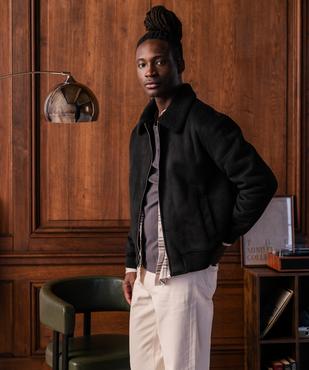 Blouson esprit aviateur en suédine doublée sherpa homme vue6 - GEMO (HOMME) - GEMO