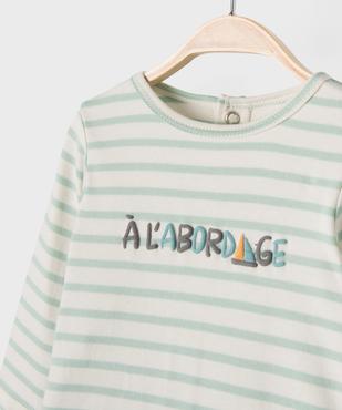 Pyjama dors bien en coton rayé bébé vue2 - GEMO 4G BEBE - GEMO