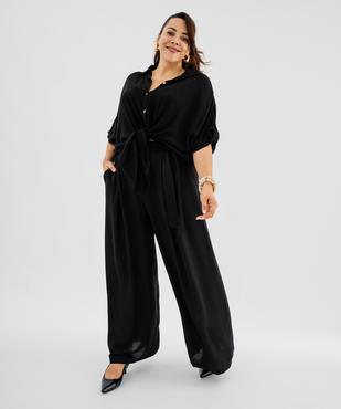 Pantalon large avec ceinture à nouer femme grande taille vue4 - GEMO 4G GT - GEMO