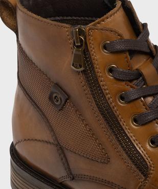 Boots en cuir à lacets et zip homme  -Tanéo vue6 - TANEO - GEMO