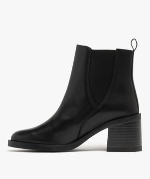 Bottines Chelsea en cuir à talon haut et large femme - Tanoo vue3 - TANEO - GEMO