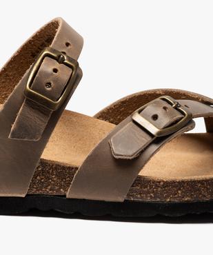 Mules femme à talon plat et brides entre-doigts en cuir vue6 - GEMO (CASUAL) - GEMO