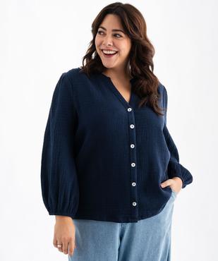 Blouse manches 3/4 en gaze de coton stretch femme grande taille vue1 - GEMO (G TAILLE) - GEMO