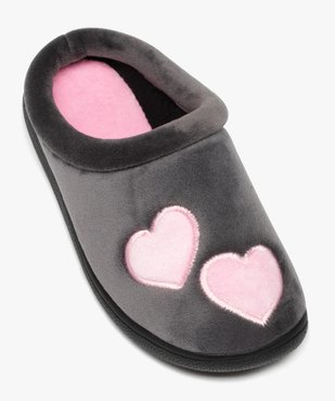 Chaussons femme mules en velours ras motifs cœurs vue5 - GEMO(HOMWR FEM) - GEMO