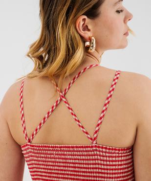 Robe longue à fines bretelles à motif vichy femme vue5 - GEMO(FEMME PAP) - GEMO