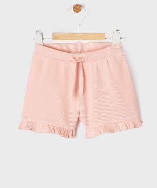 Short en maille gaufrée avec taille ajustable bébé fille vue1 - GEMO(BEBE DEBT) - GEMO
