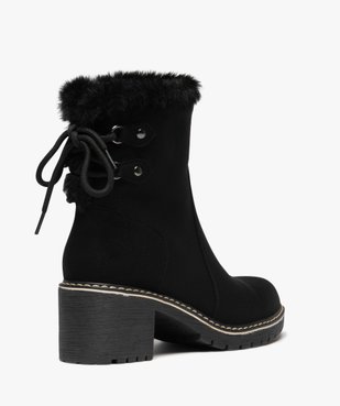 Boots femme fourrées à talon dessus en suédine avec zip intérieur vue4 - GEMO(URBAIN) - GEMO