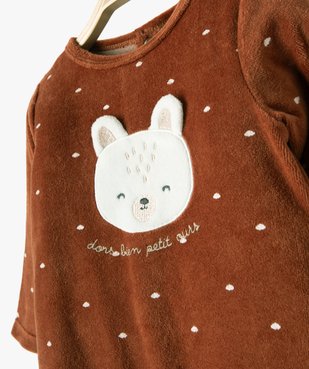 Pyjama en velours à motif ourson bébé garçon vue2 - GEMO 4G BEBE - GEMO
