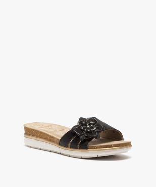 Mules femme confort à bandeau scratch et fleur brillante vue2 - GEMO (CONFORT) - GEMO