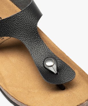 Mules femme à talon plat et bride entre-doigts en cuir vue6 - GEMO (CASUAL) - GEMO