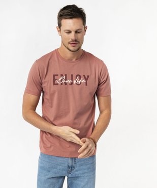 Tee-shirt manches courtes avec inscription homme vue1 - GEMO (HOMME) - GEMO