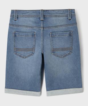 Bermuda en jean stretch coupe slim taille ajustable avec revers garçon vue3 - GEMO 4G GARCON - GEMO