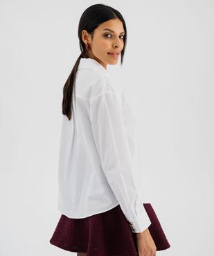 Chemise manches longues droite en coton à boutons dorés fantaisie femme vue3 - GEMO(FEMME PAP) - GEMO