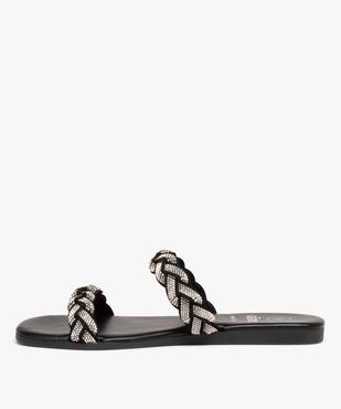 Mules femme à talon plat et brides strass tressées vue3 - GEMO (CASUAL) - GEMO