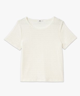 Tee-shirt à manches courtes en maille ajourée esprit crochet femme vue4 - GEMO(FEMME PAP) - GEMO