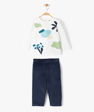 Pyjama en velours 2 pièces dépareillés bébé vue1 - GEMO(BB COUCHE) - GEMO