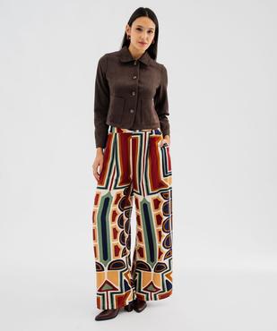 Veste courte en velours peau de pêche femme vue5 - GEMO(FEMME PAP) - GEMO