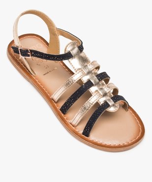 Sandales fille style tropéziennes en cuir métallisé vue5 - GEMO (ENFANT) - GEMO