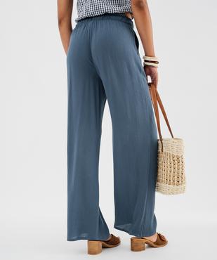 Pantalon large en viscose froissée femme vue3 - GEMO 4G FEMME - GEMO