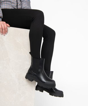 Boots femme unies style Chelsea à semelle crantée vue1 - GEMO (CASUAL) - GEMO