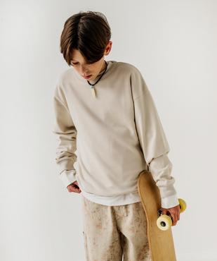 Sweat col rond en molleton bouclette garçon  vue5 - GEMO (JUNIOR) - GEMO