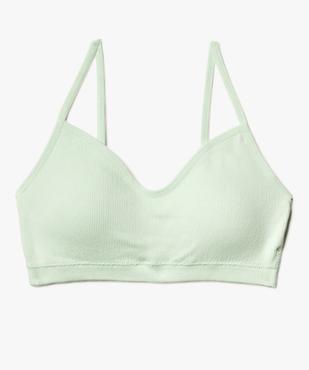 Brassière à fines bretelles en maille côtelée avec mousses amovibles fille vue1 - GEMO (JUNIOR) - GEMO
