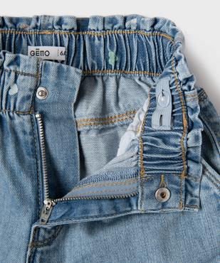 Short en jean taille haute paperbag à motif cœurs fille vue2 - GEMO (ENFANT) - GEMO