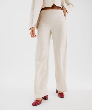 Pantalon large en viscose et lin femme vue2 - GEMO(FEMME PAP) - GEMO